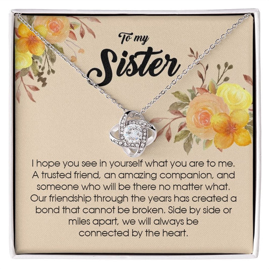 To My Sister, Love Knot Necklace