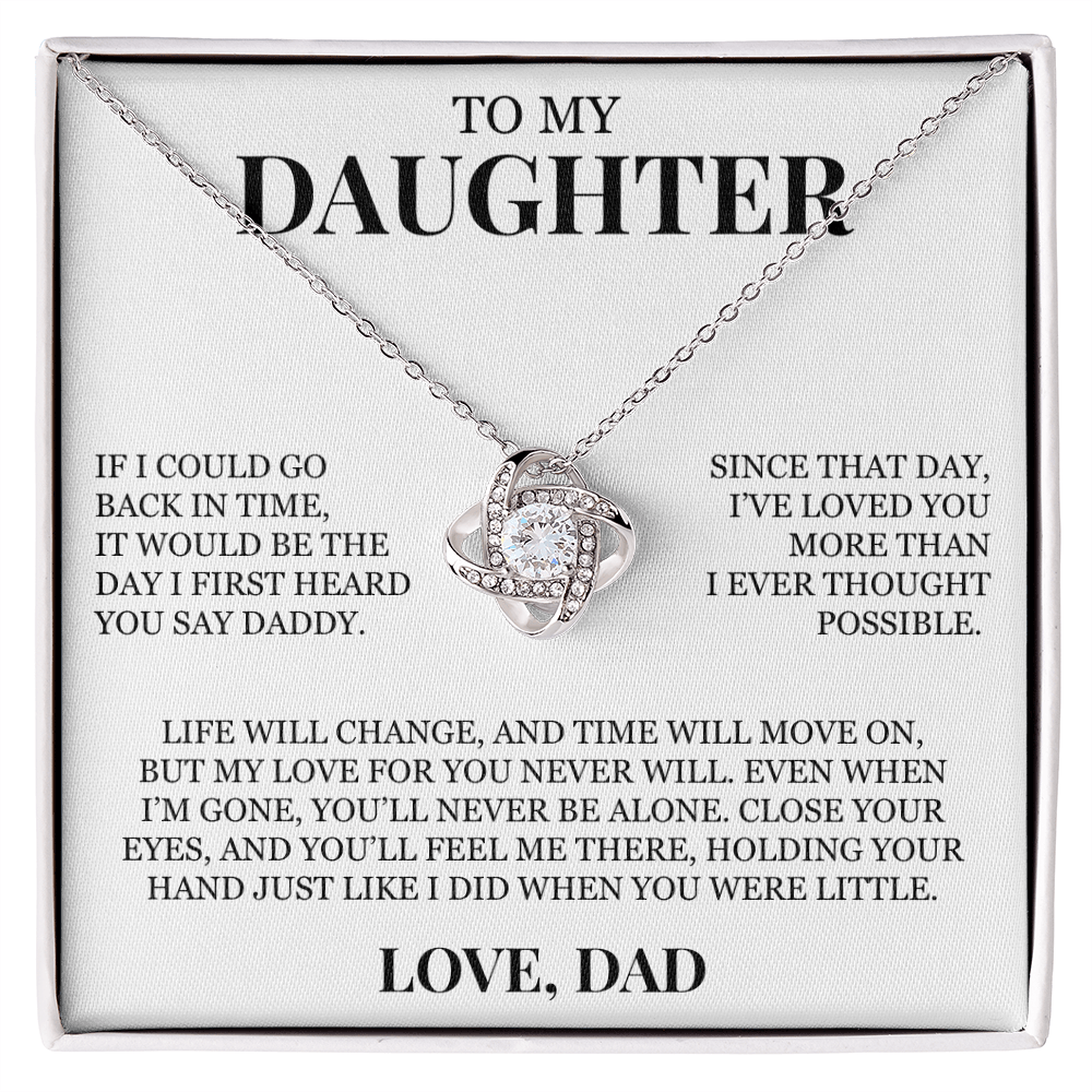 To My Daughter "You'll Never Be Alone" Love Knot Necklace