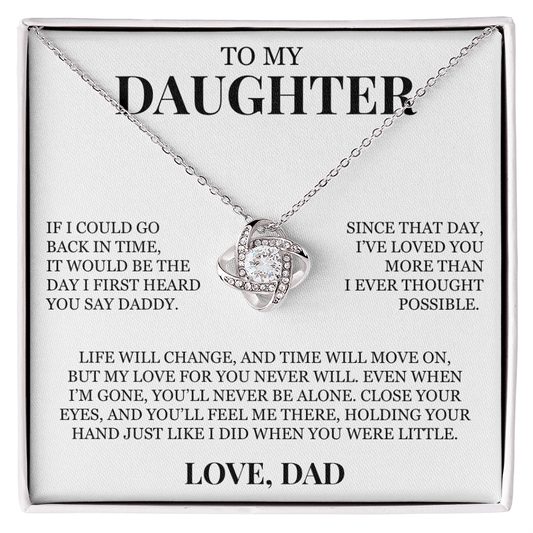To My Daughter "You'll Never Be Alone" Love Knot Necklace