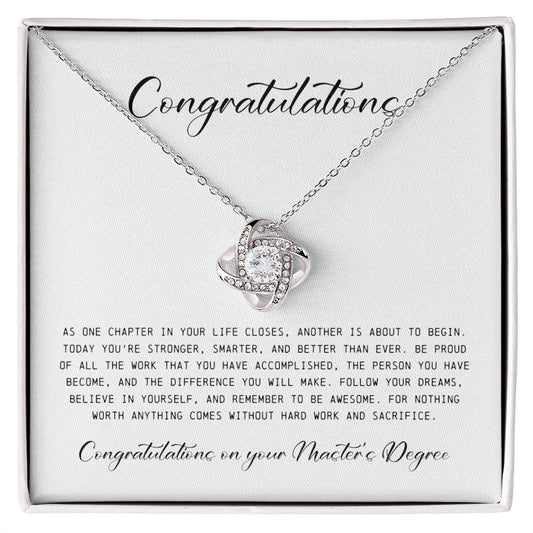 Congratulation's on Your Master's Degree, Love Knot Necklace
