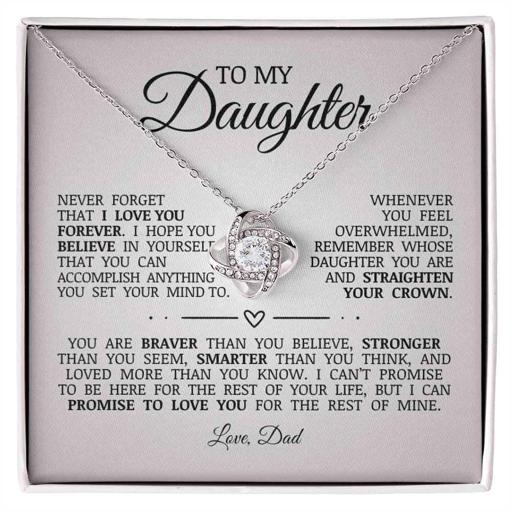 To My Daughter "I Love You Forever" Love Knot Necklace