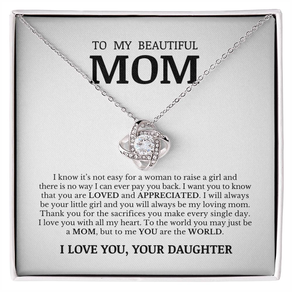 To My Beautiful Mom, Love Knot Necklace