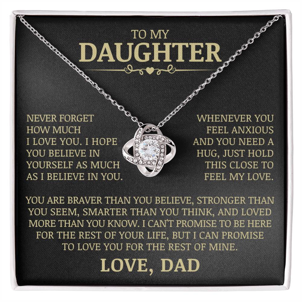 To My Daughter "Never Forget How Much I Love You" Love Knot Necklace