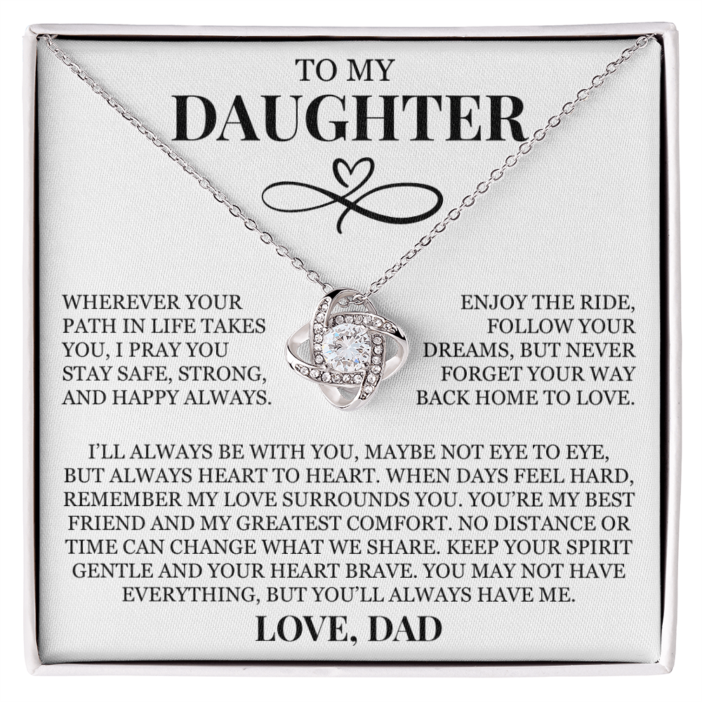 To My Daughter "I'll Always Be With You" Love Knot Necklace