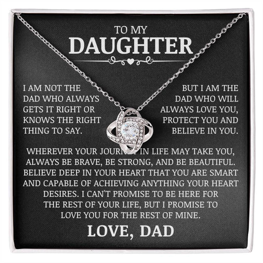 To My Daughter "Be Brave, Be Strong, and Be Beautiful" Love Knot Necklace