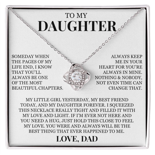 To My Daughter "Always Keep Me In Your Heart" Love Knot Necklace