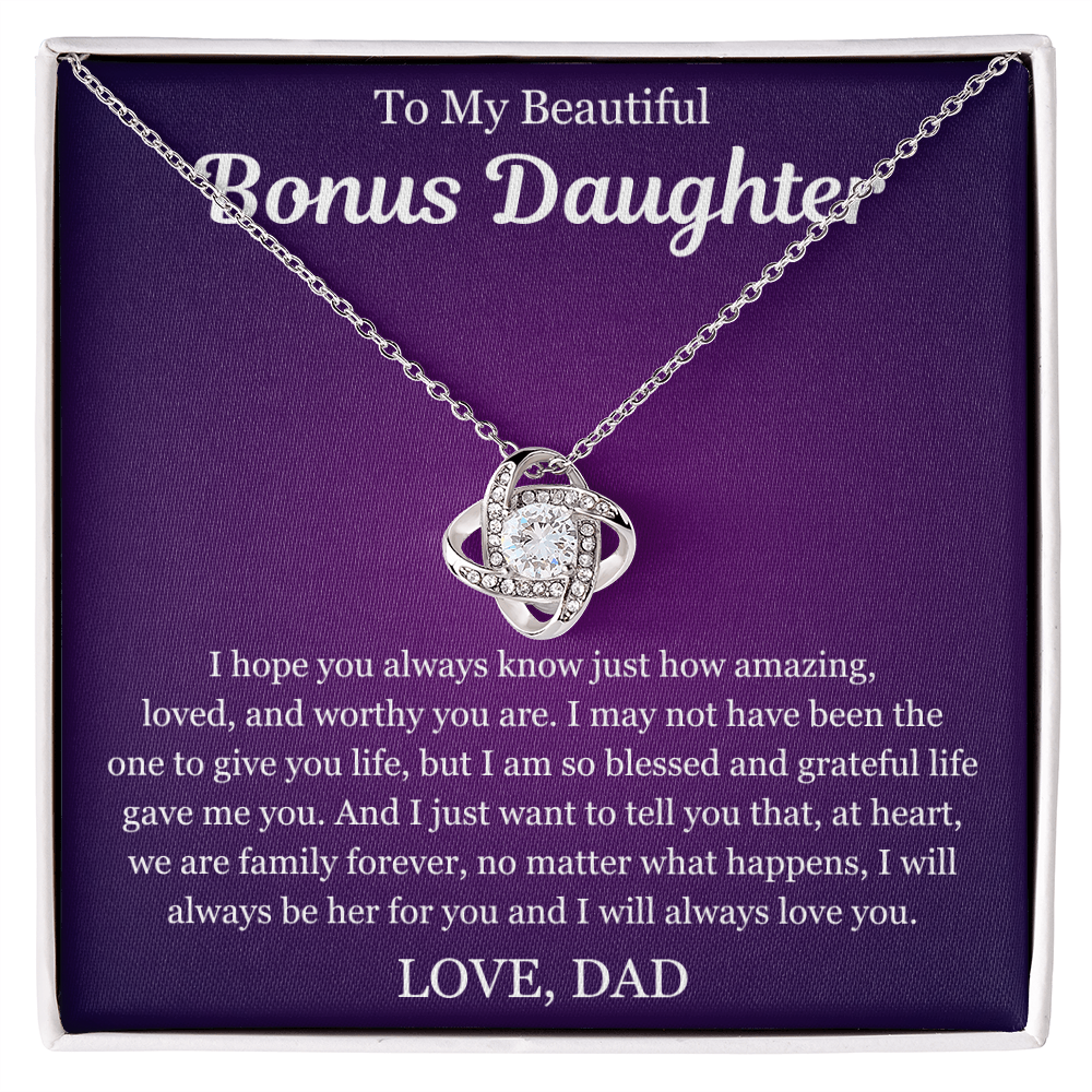 To My Beautiful Bonus Daughter - Love Knot Necklace