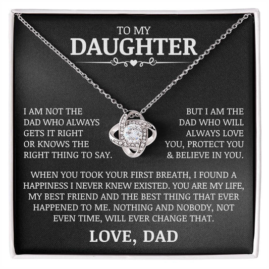 To My Daughter "Love You, Protect You & Believe In You" Love Knot Necklace
