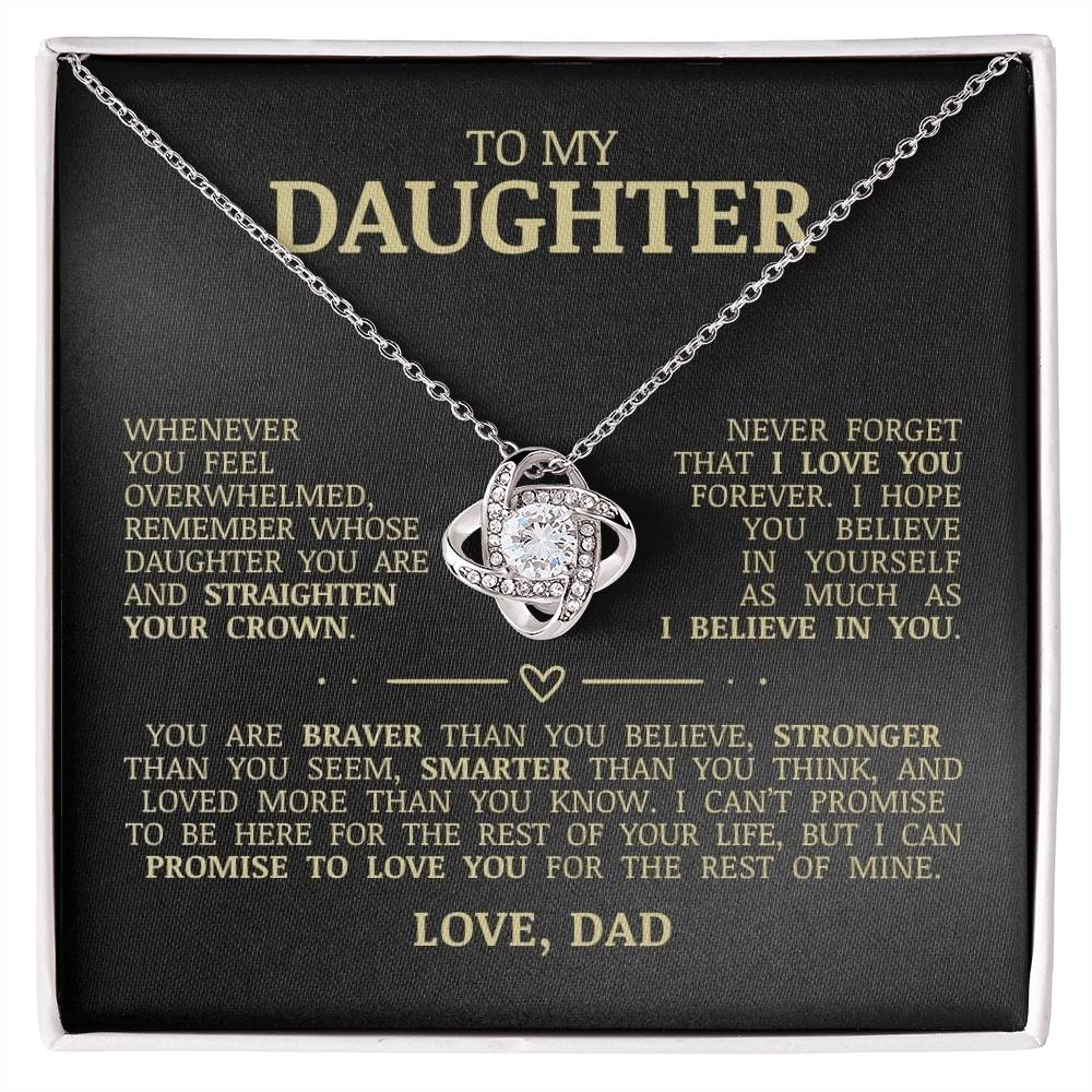 To My Daughter "Believe In Yourself" Love Knot Necklace
