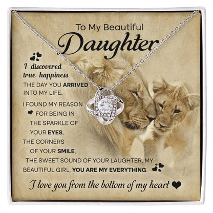 To My Beautiful Daughter, Love Knot Necklace, Gift From Mom
