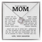 To My Beautiful Mom "You Mean The World To Me" Love Knot Necklace
