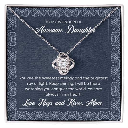 To My Wonderful Awesome Daughter, Love Knot Necklace