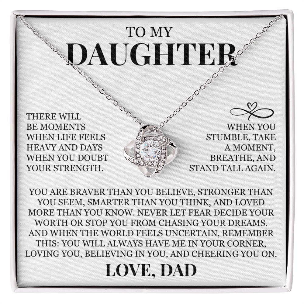 To My Daughter "You Are Loved More Than You Know" Love Knot Necklace