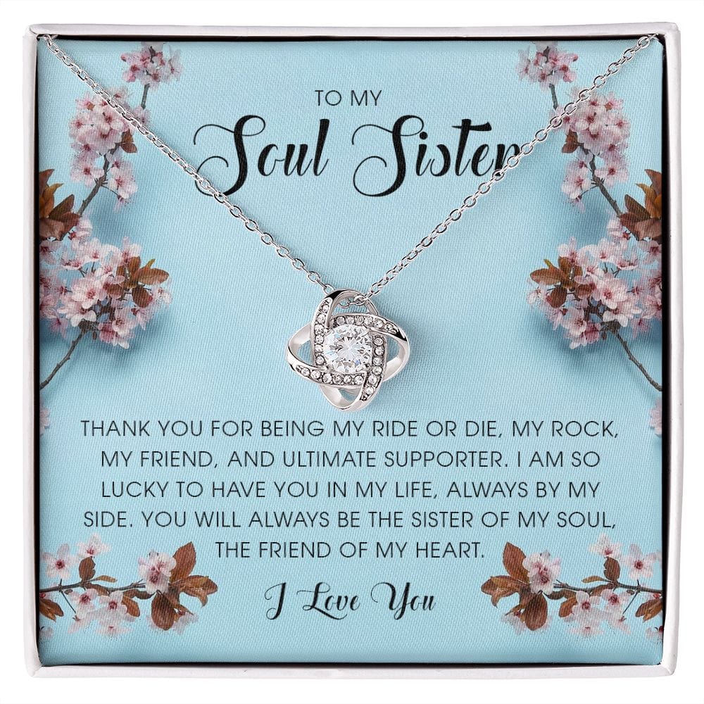 To My Soul Sister, Love Knot Necklace