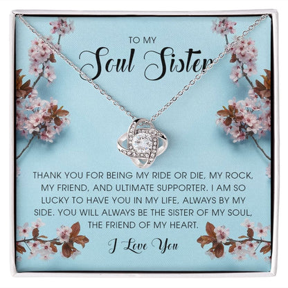 To My Soul Sister, Love Knot Necklace