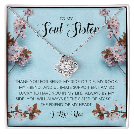 To My Soul Sister, Love Knot Necklace