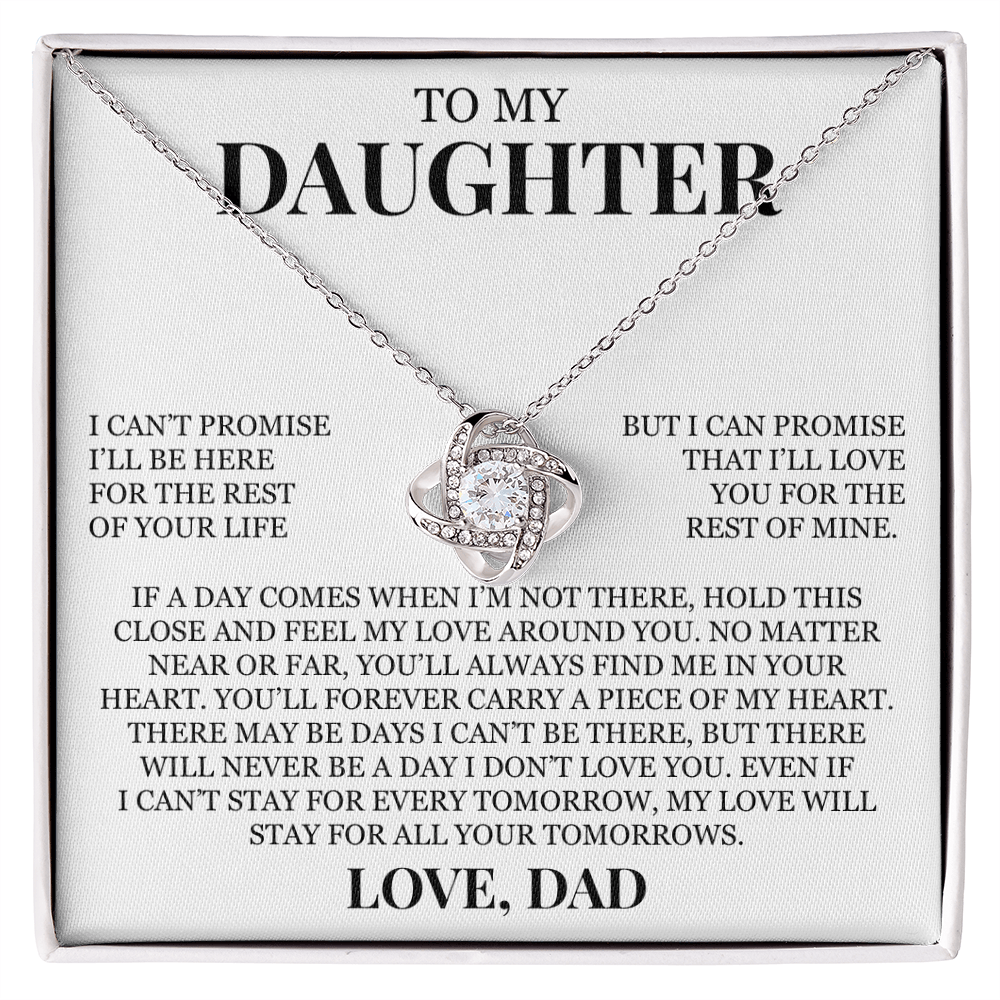 To My Daughter "Hold This Close and Feel My Love" Love Knot Necklace