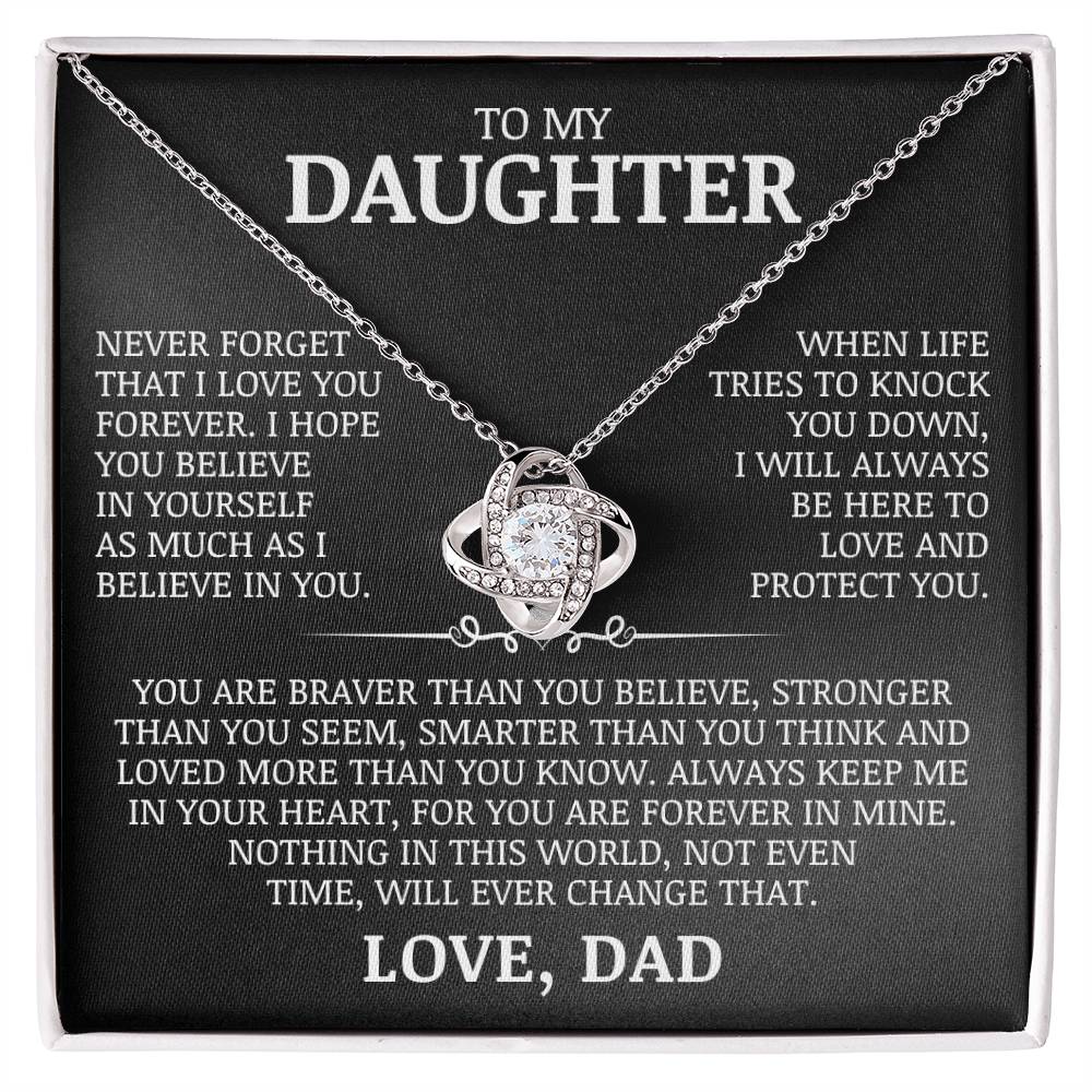 To My Daughter "I Believe In You" Love Knot Necklace