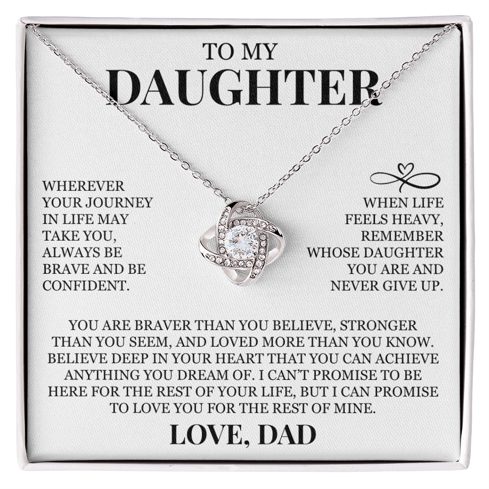 To My Daughter "Never Give Up" Love Knot Necklace