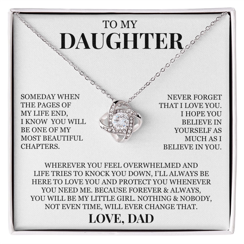 To My Daughter "Never Forget That I Love You" Love Knot Necklace