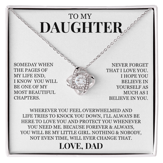 To My Daughter "Never Forget That I Love You" Love Knot Necklace