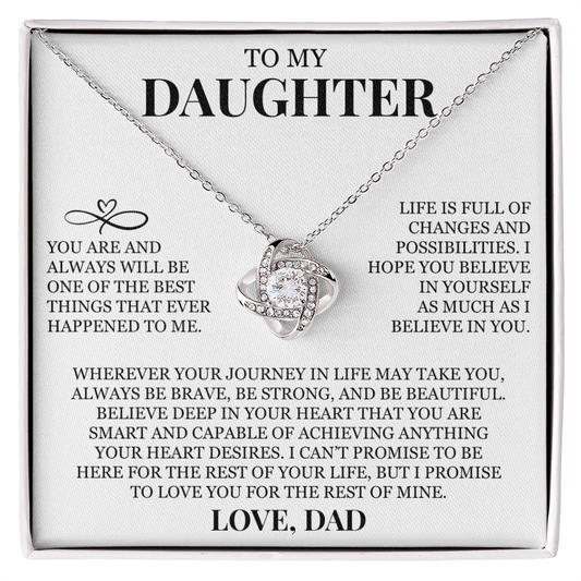 To My Daughter "Believe In Yourself As Much As I Believe In You" Love Knot Necklace