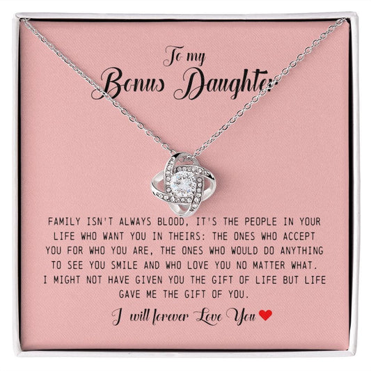 To My Bonus Daughter, Love Knot Necklace