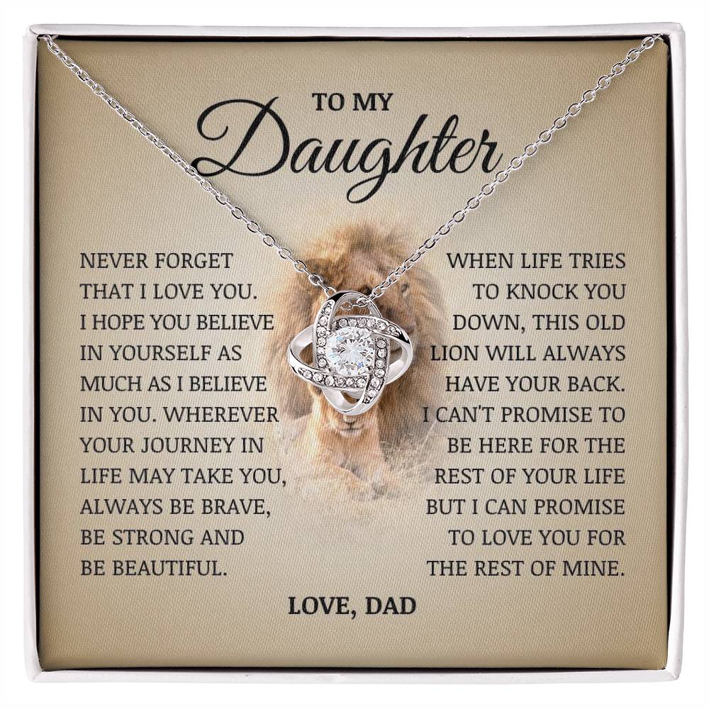 To My Daughter "Believe In Yourself" Love Knot Necklace