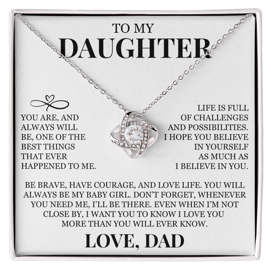 To My Daughter "I Believe In You" Love Knot Necklace