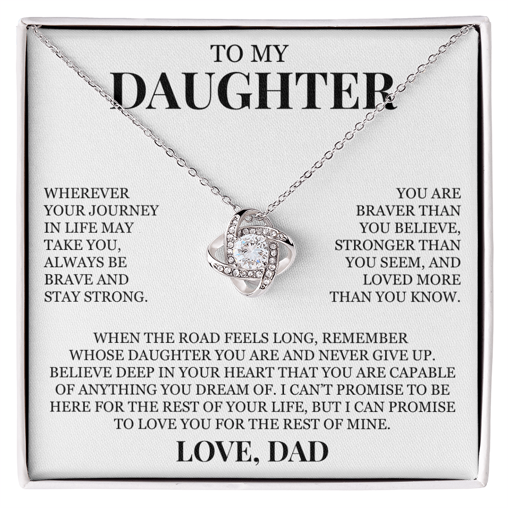 To My Daughter "Never Give Up" Love Knot Necklace