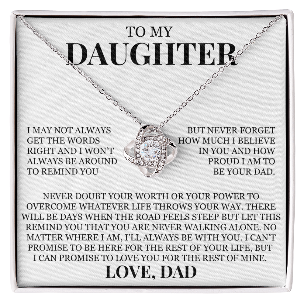 To My Daughter "I'll Always Be With You" Love Knot Necklace