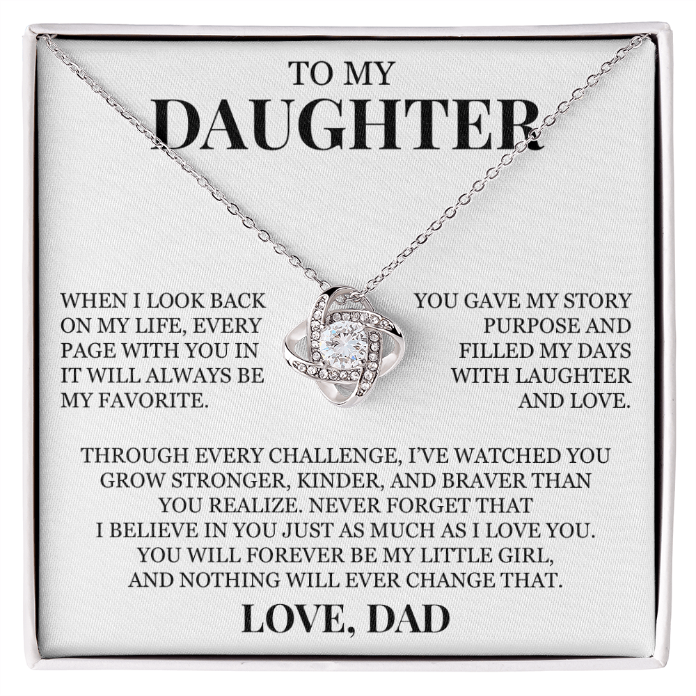 To My Daughter "Never Forget That I Believe In You" Love Knot Necklace