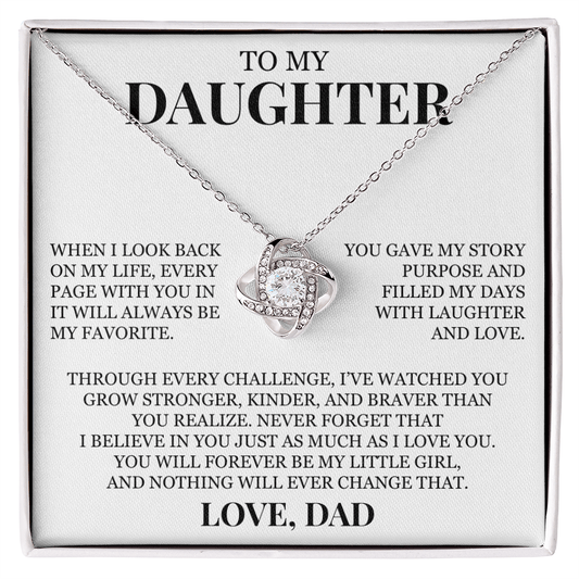 To My Daughter "Never Forget That I Believe In You" Love Knot Necklace