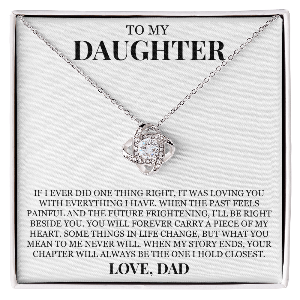 To My Daughter "You Will Forever Carry a Piece of My Heart" Love Knot Necklace