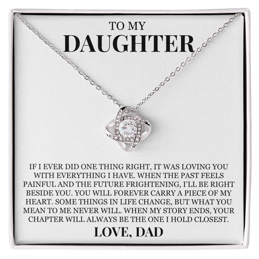 To My Daughter "You Will Forever Carry a Piece of My Heart" Love Knot Necklace
