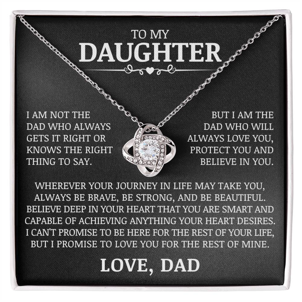 To My Daughter "Love You, Protect You and Believe In You" Love Knot Necklace