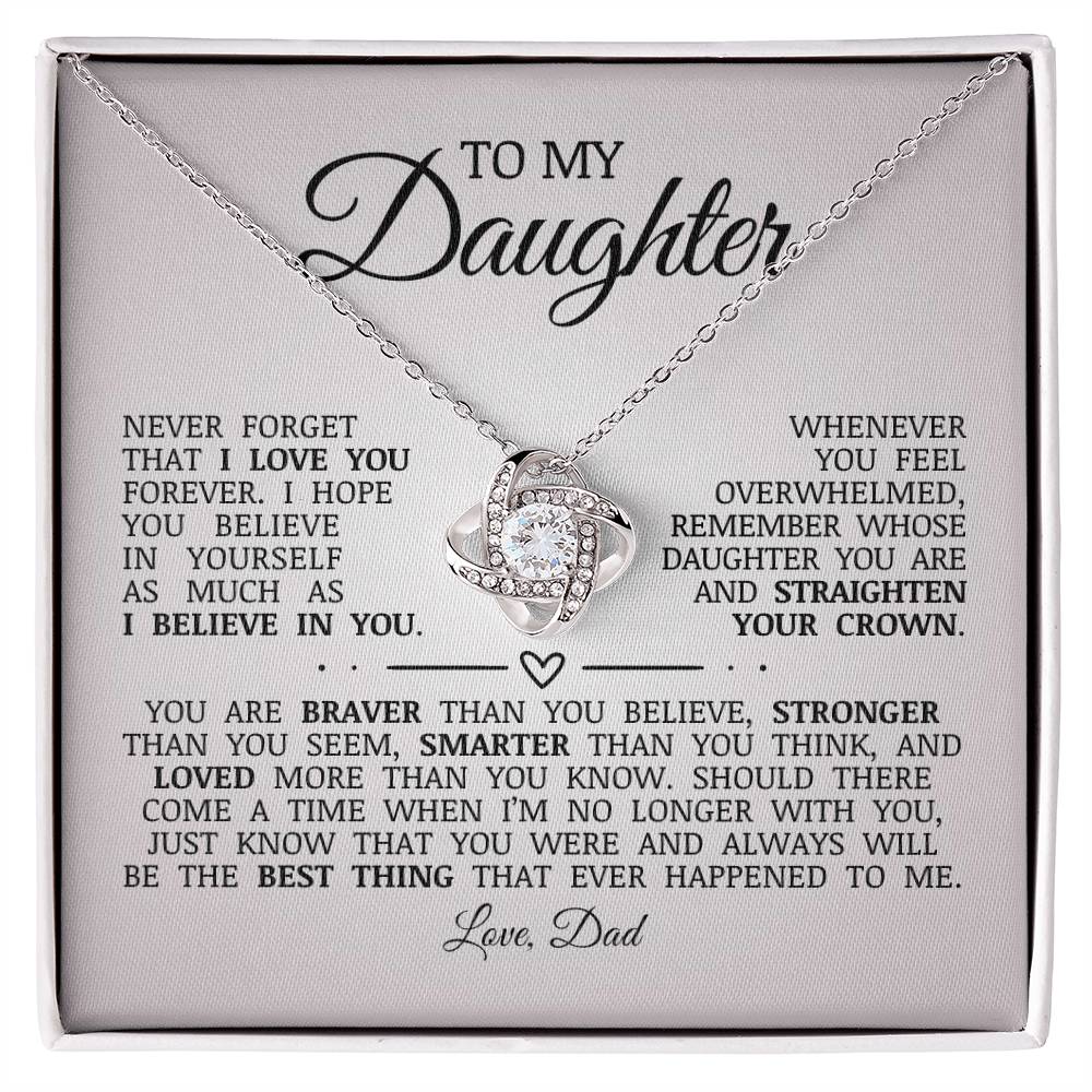 To My Daughter "You Are Loved More Than You Know" Love Knot Necklace