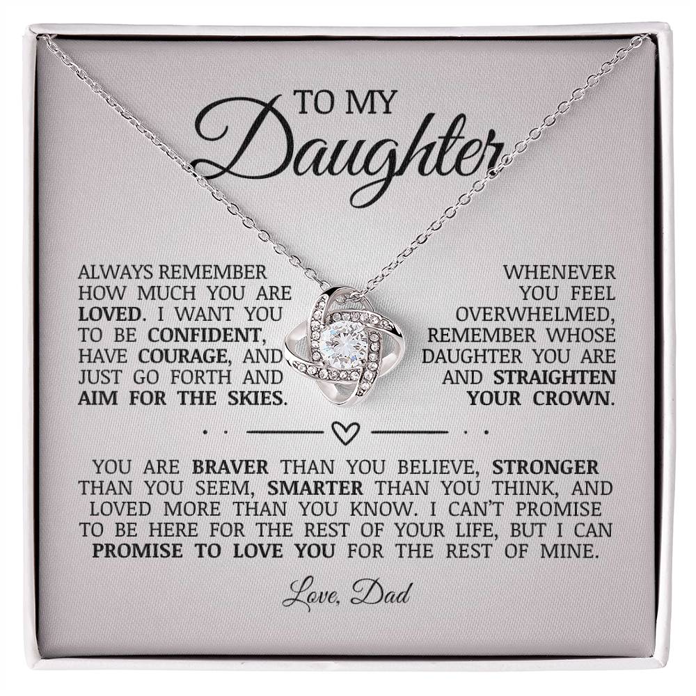 To My Daughter "Go Forth and Aim For The Skies" Love Knot Necklace