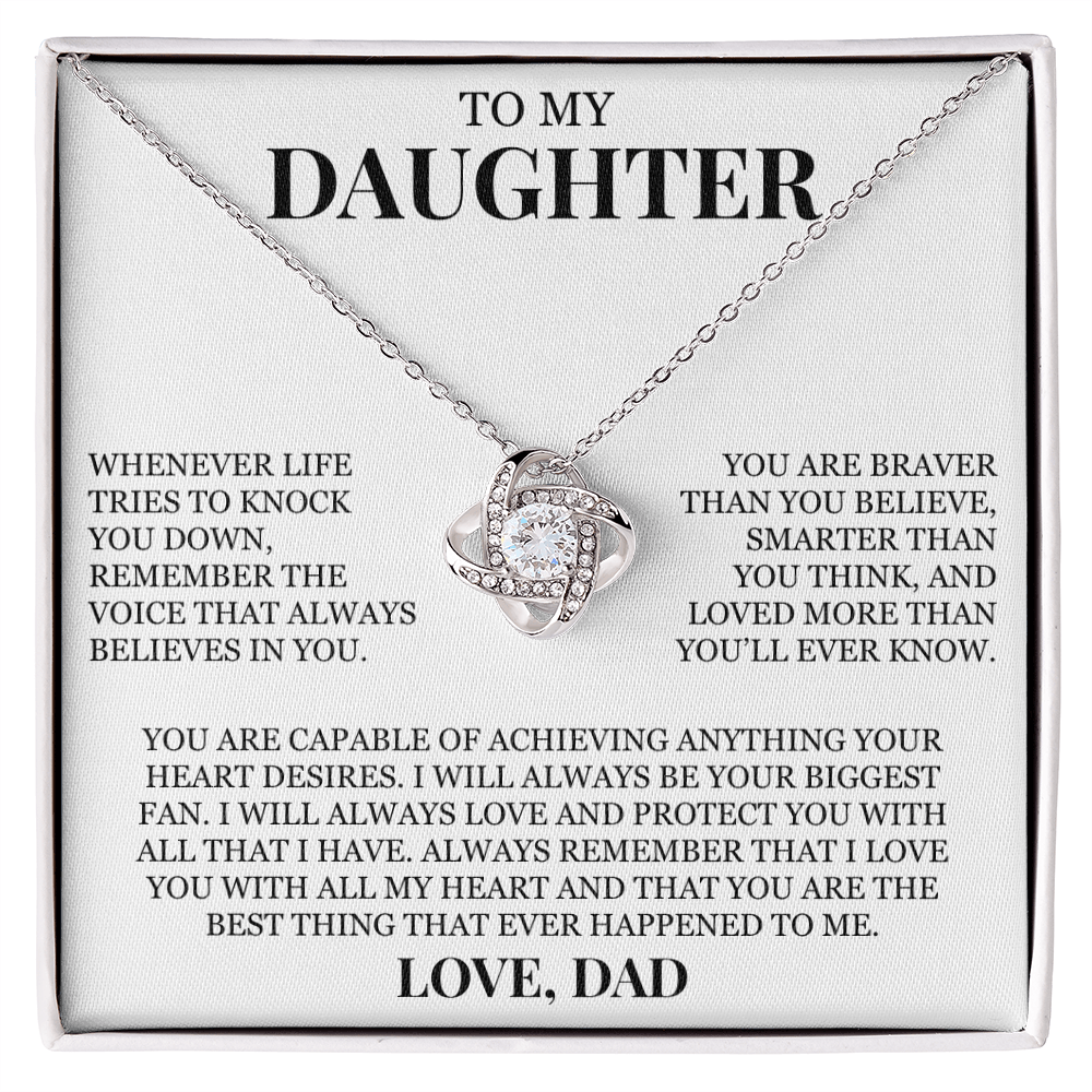 To My Daughter "You Are The Best Thing That Ever Happened To Me" Love Knot Necklace