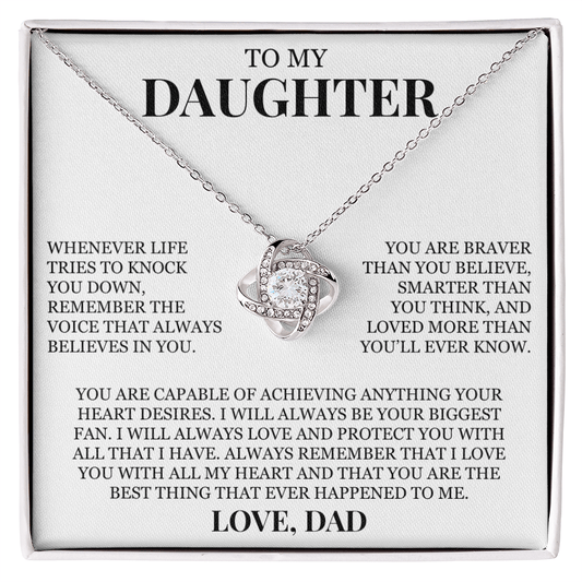 To My Daughter "You Are The Best Thing That Ever Happened To Me" Love Knot Necklace