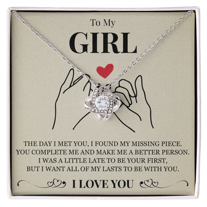 Love Knot Necklace - To My Girlfriend "You Complete Me"