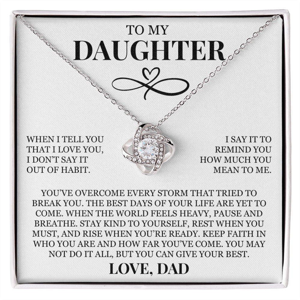 To My Daughter "I Love You" Love Knot Necklace