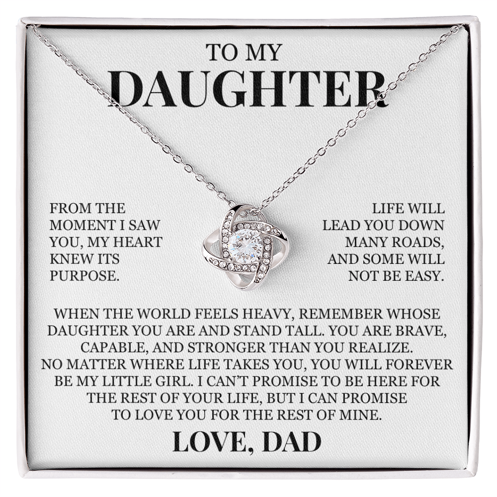 To My Daughter "Forever My Little Girl" Love Knot Necklace