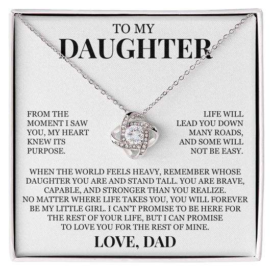 To My Daughter "Forever My Little Girl" Love Knot Necklace