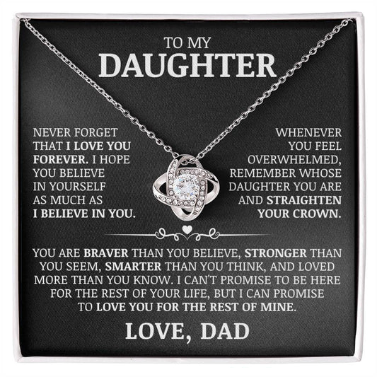 To My Daughter "Believe In Yourself" Love Knot Necklace