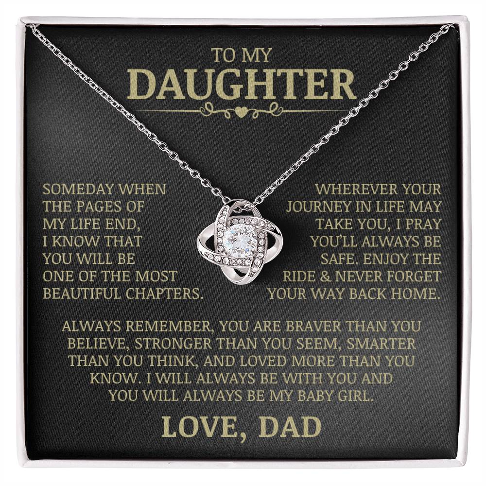 To My Daughter "Never Forget Your Way Back Home" Love Knot Necklace