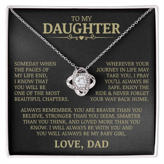 To My Daughter "Never Forget Your Way Back Home" Love Knot Necklace