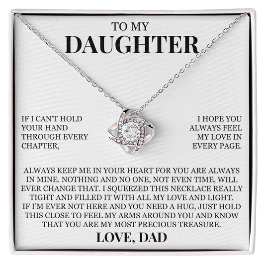 To My Daughter "You Are My Most Precious Treasure" Love Knot Necklace