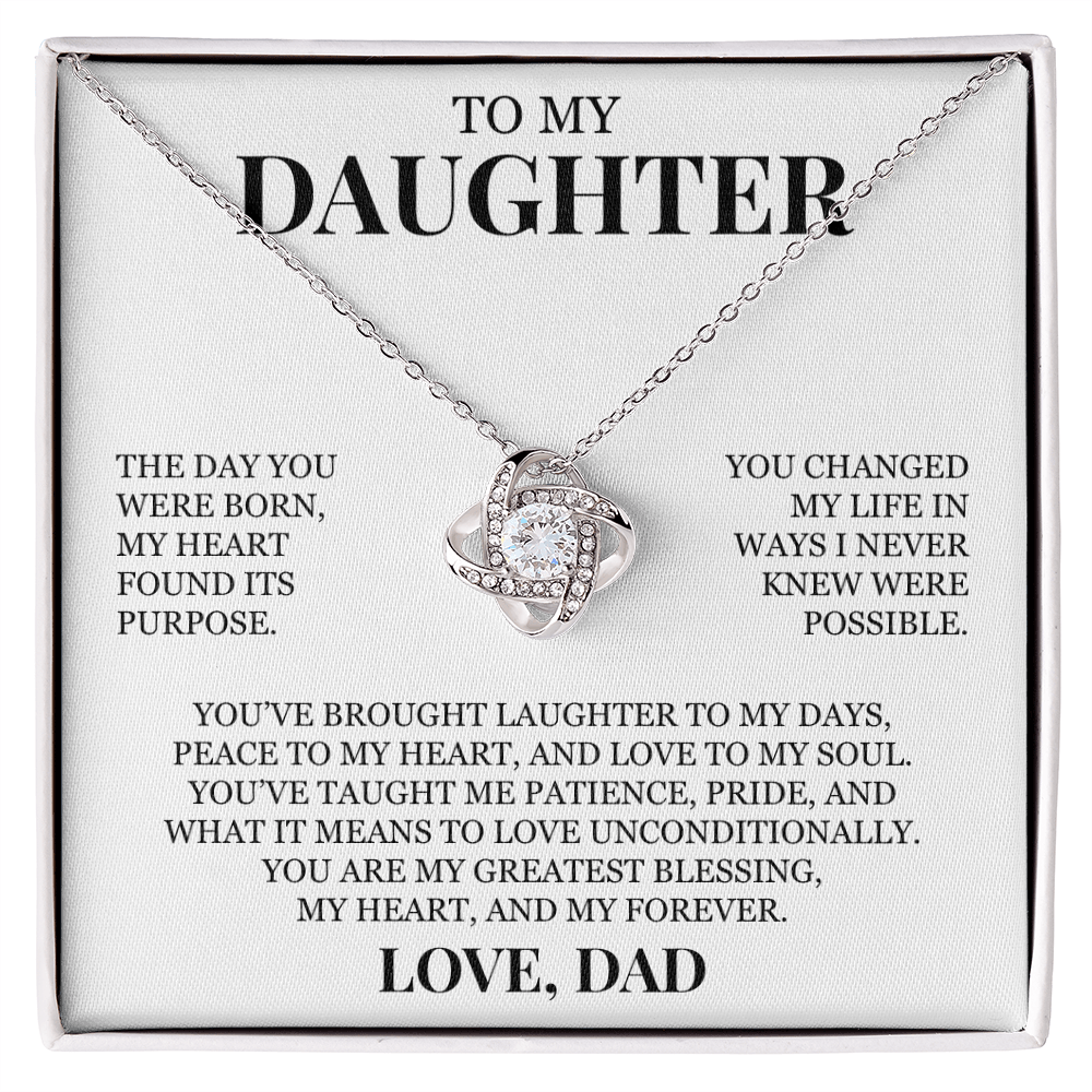 To My Daughter "You Are My Greatest Blessing" Love Knot Necklace