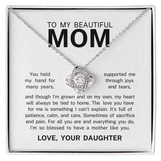 To My Beautiful Mom, Love Knot Necklace
